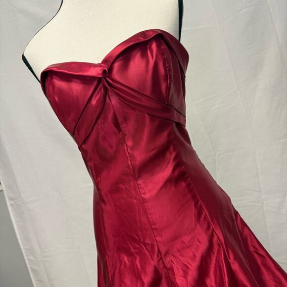 Vintage Jessica McClintock Gunne Sax Red Strapless Party Dress Size 9 - Picture 3 of 11